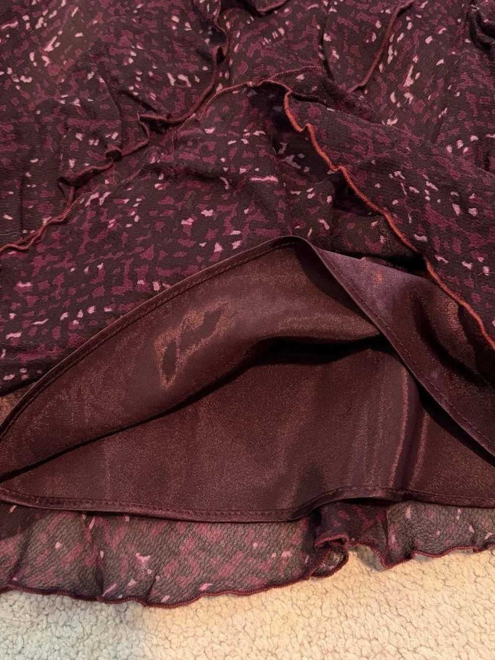 Ann Taylor dark purple patterned knee length skirt